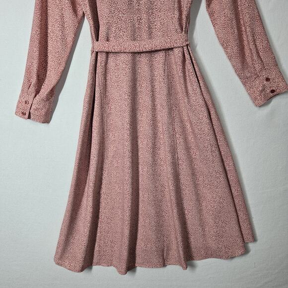 Rachel Parcell Fit & Flare Midi Shirtwaist Dress S Pink White Print Button Tie - Picture 9 of 16